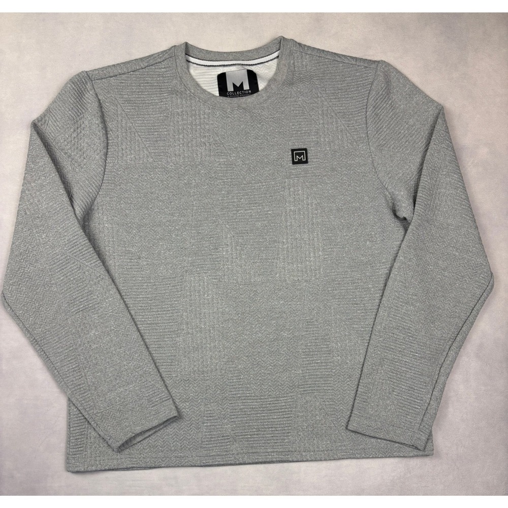 Collection by Michael Strahan Mens Grey‎ Textured Jacquard Crewneck Sweatshirt M